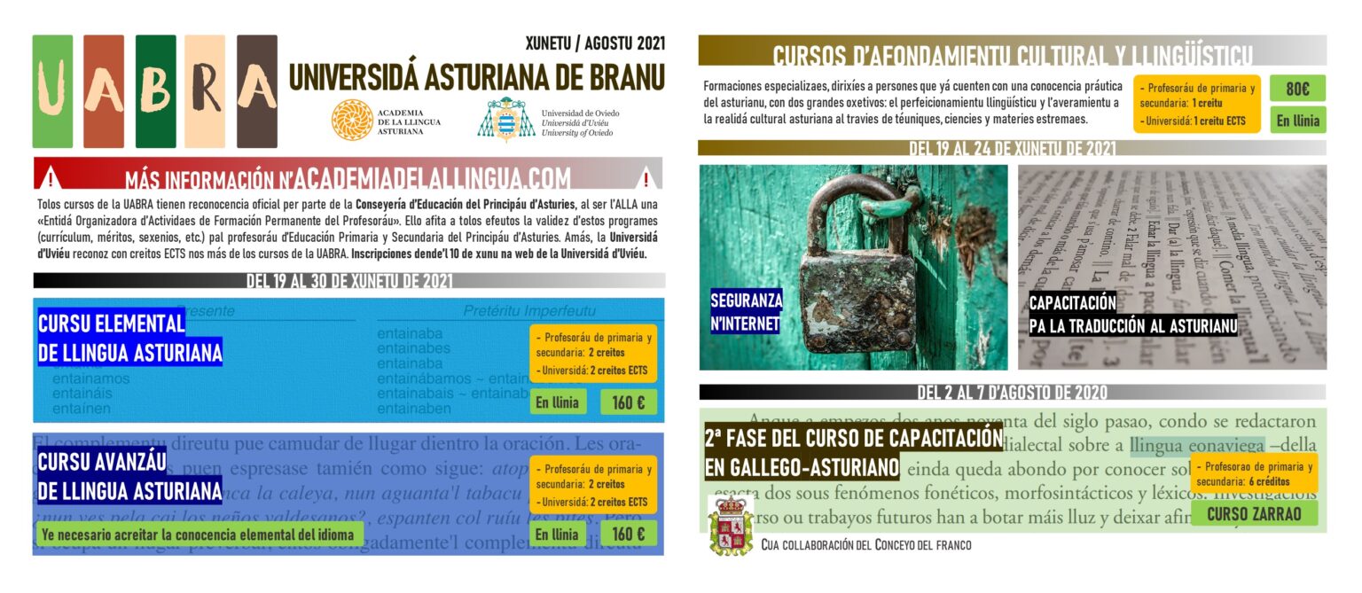 Abiertu’l plazu de matriculación nos cursos de la UABRA 2021